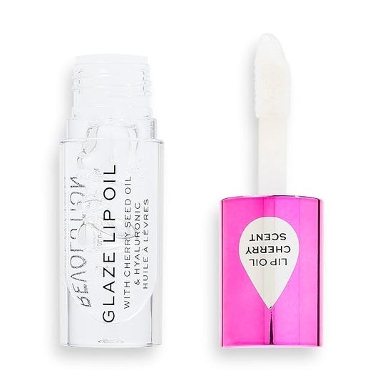 Revolution Beauty, Glaze Lip Oil, Hydrating & Nourishing Formula, Infused with Vitamin E & Hyaluronic Acid, Lust Clear, 0.15 Fl. Oz.