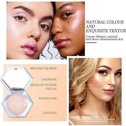Shimmer Cream Highlighter Palette, Rose Gold, Glitter/Shimmery Finish, Long Lasting Waterproof Facial Cosmetic, Cruelty Free, 2.0 Fl Oz, 1 Unit