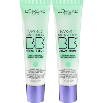 L'Oréal Paris Makeup Magic Skin Beautifier BB Cream Tinted Moisturizer, Anti-Redness, 1 fl oz, 2 Count