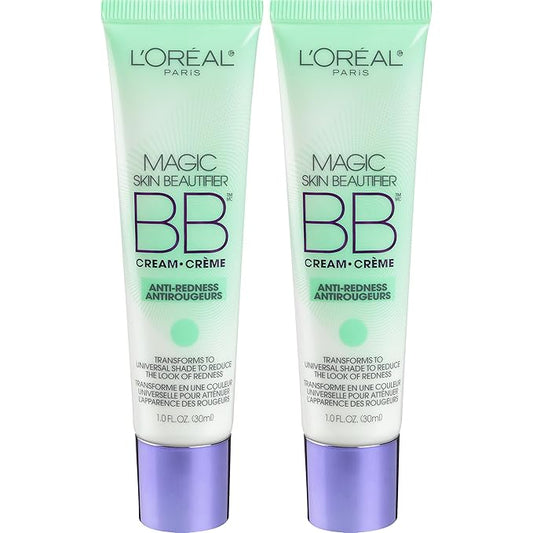 L'Oréal Paris Makeup Magic Skin Beautifier BB Cream Tinted Moisturizer, Anti-Redness, 1 fl oz, 2 Count