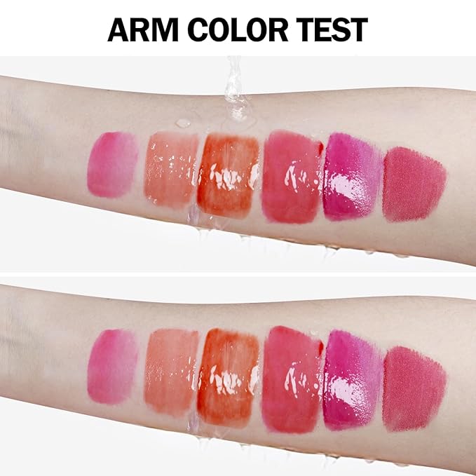 DAGEDA 6Pcs Wine Lip Tint, Lip Tint Stain Waterproof Wine Lip Stain Set, Liquid Lip Gloss, Non-stick Cup Lip Makeup Kit for Girls Women (D Set)