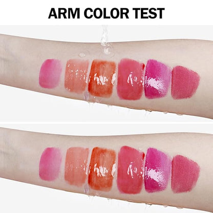 DAGEDA 6Pcs Wine Lip Tint, Lip Tint Stain Waterproof Wine Lip Stain Set, Liquid Lip Gloss, Non-stick Cup Lip Makeup Kit for Girls Women (D Set)