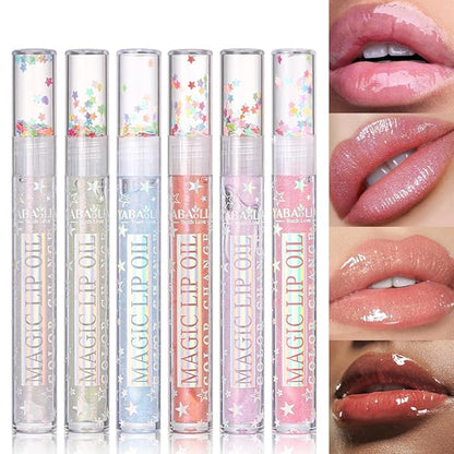 Petansy Shimmery Glitter Lip Gloss 6 Colors Liquid Lipstick Set Plumping Lip Oil | Syrupy gloss | Long Lasting | Moisturizing| High Shine | Lip Glow Set (6 Colors/Set)