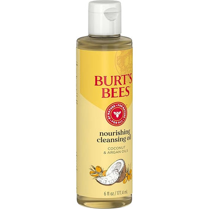 Burt's Bees Nourishing Cleansing Oil With Coconut and Argan Oils, Cleansing Face Oil for Normal to Dry Skin, College Back to School Dorm Essentials, Natural Origin Skin Care, 6 fl. oz. Bottle