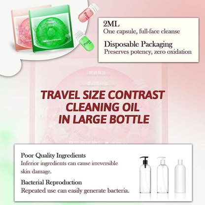 Mini Makeup Remover Cleansing Oil – Travel-Size for All Skin Types, Quick-Rinsing & Non-Greasy for Waterproof Portable Makeup (2, MIX)