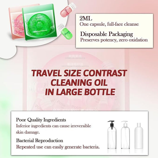 Mini Makeup Remover Cleansing Oil – Travel-Size for All Skin Types, Quick-Rinsing & Non-Greasy for Waterproof Portable Makeup (2, MIX)