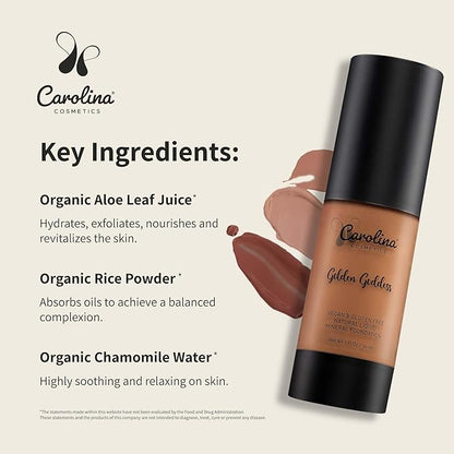Foundation in Golden Goddess Shade Plant-Based - Hydrating, Pore-Minimizing & Buildable Coverage - Vegan, Non-GMO - 1fl oz