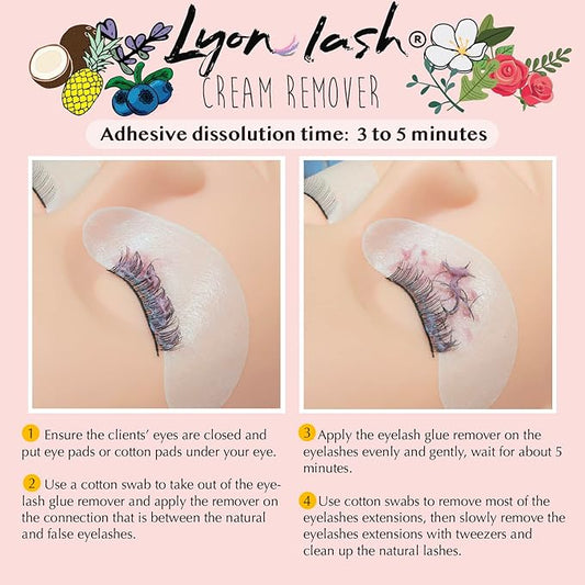 LyonLash Pro Gentle Cream Remover 15g 0.51fl. oz | Removes Eyelash Extension Glue Effectively| Low Irritation for Sensitive Skin | Essential Lash Extensions Supplies (Garden Rose)