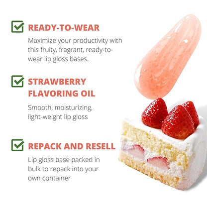 TKB Jelly Gloss (Flexagel)| Lip Gloss Base for DIY Lip Gloss| Ready-to-Wear| Moisturizing, High Shine, Fruity Scent, Vegan, Gluten and Cruelty free| Made in USA (Strawberry Shortcake, 1oz (30gr))