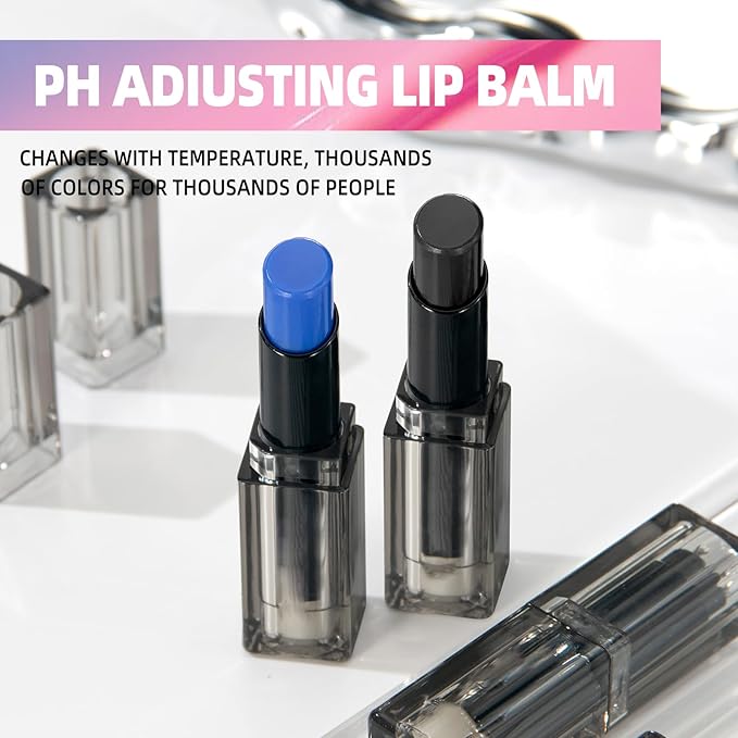 PH Adjusting Lip, Blue Black Ph Adjusting Lip Balm & Cheek, Cheek Tint Gloss Lipgloss, Tinted Color Change to Pink, Temperature Color Changing Lipstick for Women, Moisturizing, 01# Blue