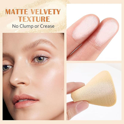 Setting Powder, Oil Control Pressed Powder, Long-Lasting Matte Face Powder Pore Minimization, Flawless Finishing Powder Makeup, Portable Face Powder Compact with Mirror and Puff