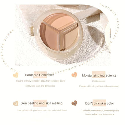 Novo 3-Color Concealer Palette - Full Coverage for Dark Circles, Acne Scars & Blemishes, Hydrating & Buildable Formula, Waterproof & Long-Lasting, Lightweight Smooth Concealer for All Skin Types