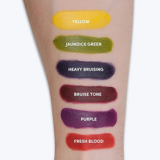 6-Color Bruise Wheel, Professional SFX Cream Makeup Palette with Foam Sponges for the Stage, Film, Costumes, Cosplay