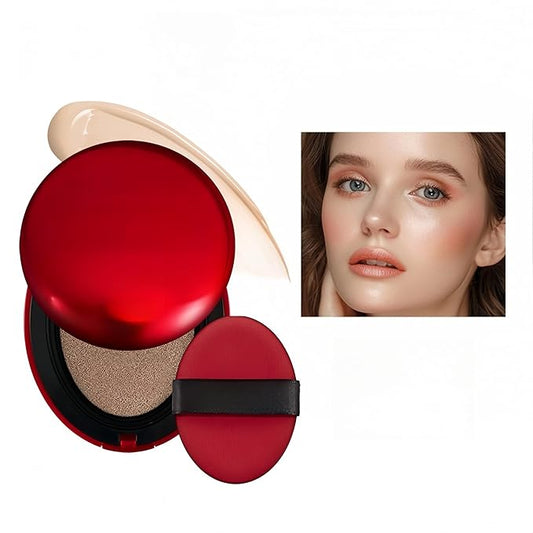 MAEPEOR Cushion Foundation 9 Colors Full Coverage Weightless Satin Glow Foundation Hydrating Long-Lasting Cushion BB Cream (Color 08)