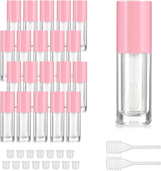 DIVINA VITAE 15Pcs Lip Gloss Tubes Empty Lipgloss Tubes with Chunky Wand, 6ML Refillable Lip Gloss Containers Bottles for DIY Lipgloss Makeup Cosmetic(Pink)