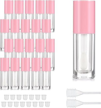 DIVINA VITAE 15Pcs Lip Gloss Tubes Empty Lipgloss Tubes with Chunky Wand, 6ML Refillable Lip Gloss Containers Bottles for DIY Lipgloss Makeup Cosmetic(Pink)