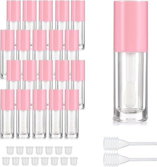 DIVINA VITAE 15Pcs Lip Gloss Tubes Empty Lipgloss Tubes with Chunky Wand, 6ML Refillable Lip Gloss Containers Bottles for DIY Lipgloss Makeup Cosmetic(Pink)