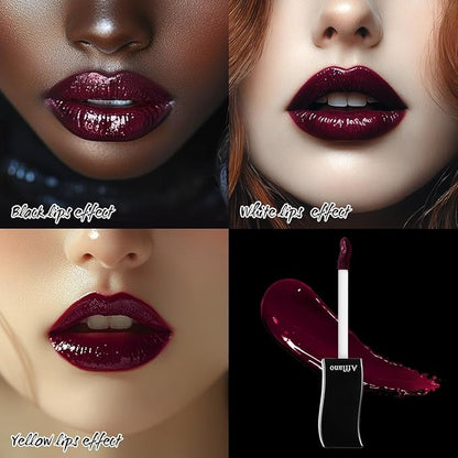 Gothic Lip Gloss - Non-Sticky, Long-Lasting, High Pigmented Gloss with Glossy Finish | Moisturizing, Smudge-Proof Lip Gloss for Halloween, Cosplay & Gothic Makeup