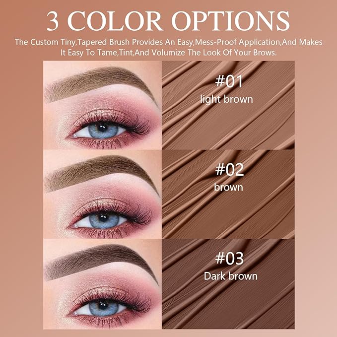 Peel Off Eyebrow Gel, Peel off Eye Brow Tinted Cream, Tinted Eye Brow, Grey Brown Tattoo Eyebrow Gel Easy Peel Off for Women, Waterproof & Sweatproof for All Skin Types(Brown)