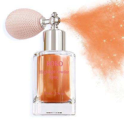 Boko Highlighter Powder Spray, Cosmetic Body Shimmer Spray High Gloss Diamond Highlight Glitter Powder Makeup Sparkle Glitter Hairspray Christmas Rave Accessories for Women Face Paint Hair Clothes