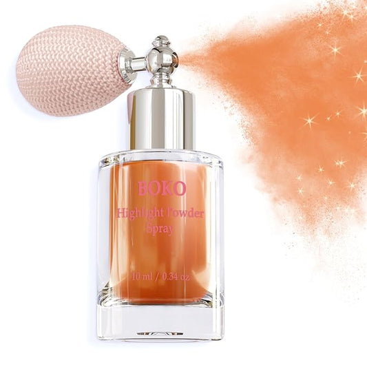 Boko Highlighter Powder Spray, Cosmetic Body Shimmer Spray High Gloss Diamond Highlight Glitter Powder Makeup Sparkle Glitter Hairspray Christmas Rave Accessories for Women Face Paint Hair Clothes