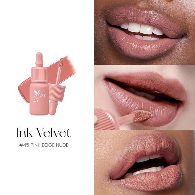 Peripera Ink the Velvet Lip Tint - High Pigment Color, Longwear, Weightless, Not Animal Tested, Gluten-Free, Paraben-Free (045 PINK BEIGE NUDE (NEW))