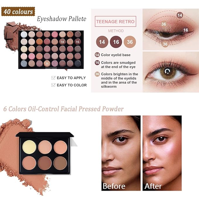Makeup Kit for Women Full Kit, 24PCS Multi-Purpose Makeup Kit All-in-One Makeup Gift Set Makeup Essential Starter Kit, Compact and Lightweight Design for Girls, Women