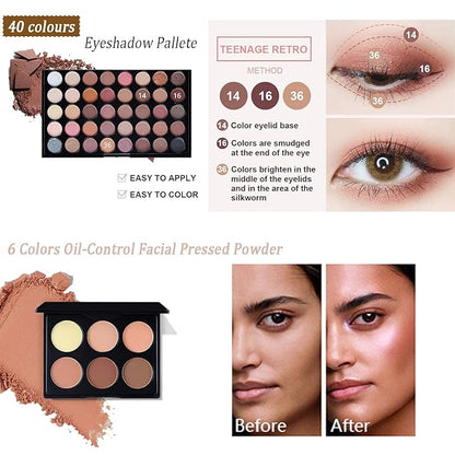 Makeup Kit for Women Full Kit, 24PCS Multi-Purpose Makeup Kit All-in-One Makeup Gift Set Makeup Essential Starter Kit, Compact and Lightweight Design for Girls, Women