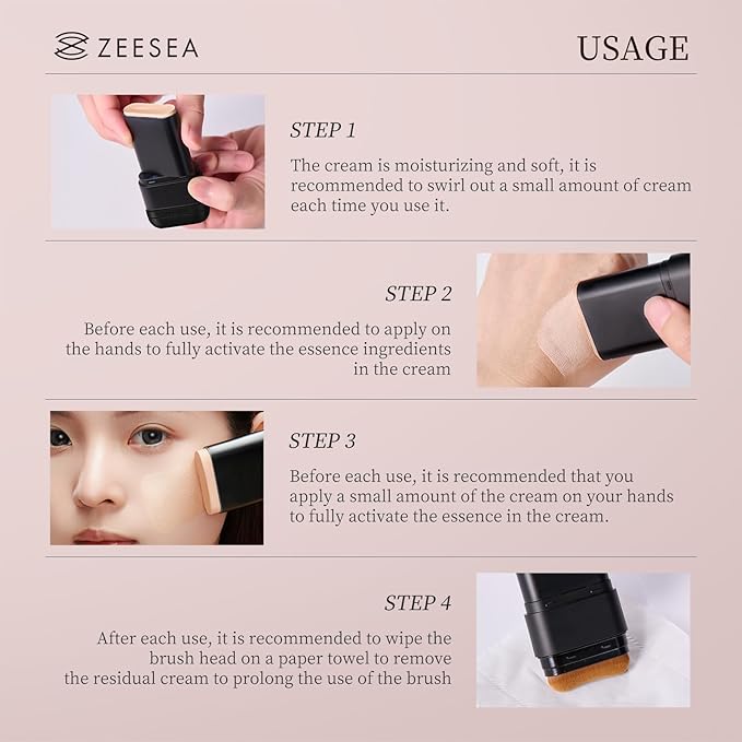zeesea Multi-Use Makeup Stick - Essence, Concealer, Face Creams, Long-lasting Smooth Skin Coverage, Brighten Skin Color, 0.45oz (12.8g) with Foundation Brushes