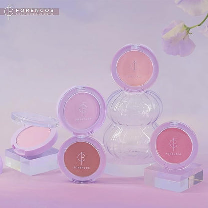 FORENCOS Matte Blush Set (Puff Included), Long Lasting Korean Blush Power, Zero Sebum Shine, Flawless Finish, Easy Blending, Lightweight & No Cakey Residue (PURE FOG)