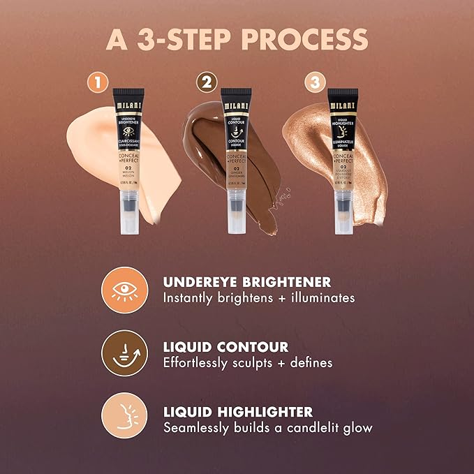 Milani Conceal + Perfect Blur Out Powder and Facelift Collection Kit 3: Toffee Contour, Molten Highlighter, Pumpkin Undereye Brightener