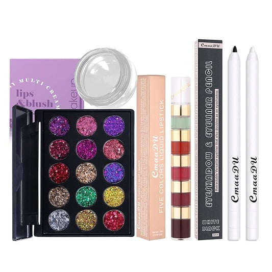 Makeup Sets, Multifunction Makeup Palettes with Mirror, 90 Eyeshadows/Compact Powder/Sequins/Bronzing Powder/Highlighter/Lip Color, Makeup kit for women full kit - #B(Orange Blush)