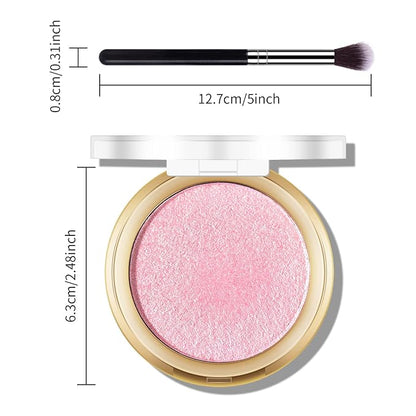 Baked Pink Highlighter Powder Palette, Makeup Highlighter Powder Palette Sheer Shimmering Finish Face Highlighters Makeup Iluminadores de Maquillaje #02 Mermaid Pink