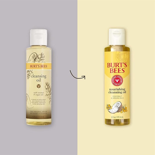 Burt's Bees Nourishing Cleansing Oil With Coconut and Argan Oils, Cleansing Face Oil for Normal to Dry Skin, College Back to School Dorm Essentials, Natural Origin Skin Care, 6 fl. oz. Bottle