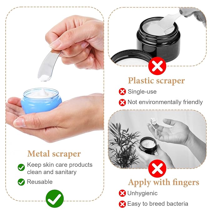 3Pcs Metal Cosmetic Spatulas, Mini Makeup Skincare Cream Spatulas Scoop Reusable Scoop Applicator Mixing and Sampling Face Eye Cream for Skin Care Creams Essences(Silver)