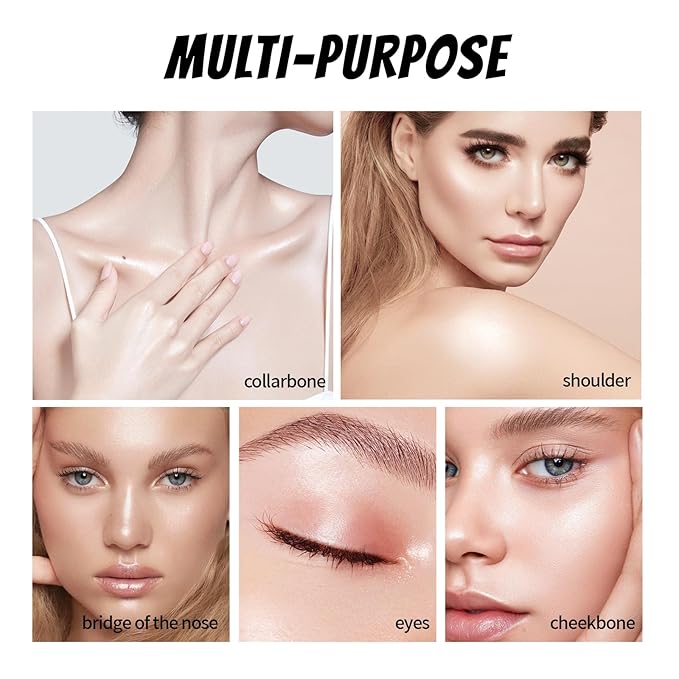 2 Colors Clear Highlighter Stick, Dewy Radiance Balm for Glass Skin, Hydrating Reflective Natural Shimmer Illuminator Stick, Multi-Use Lightweight Creamy Face Highlighter Clean Makeup