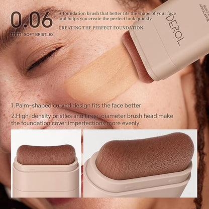 Foundation Stick, Built-in Foundation Brush, Contour Stick Makeup, Long-Lasting Waterproof Natural Velvet Matte