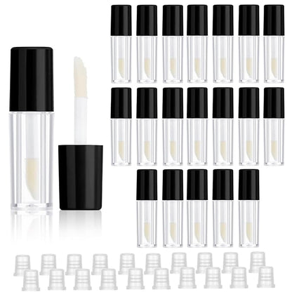 20 Pcs Empty Lip Gloss Tubes 1.2ml Clear Mini Refillable Lip Balm Bottles Lip Gloss Containers with Wand Makeup Containers Bottles for Lipstick Samples Lip Balms Lip Gloss Making Travel Split Charging