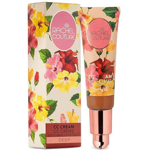 Rachel Couture CC Cream | Color Correcting Cream with Hyaluronic Acid | Full Coverage Foundation & Hydrating Anti-Aging Serum | Vegan & Cruelty Free - 1.18 Fl Oz - Deep