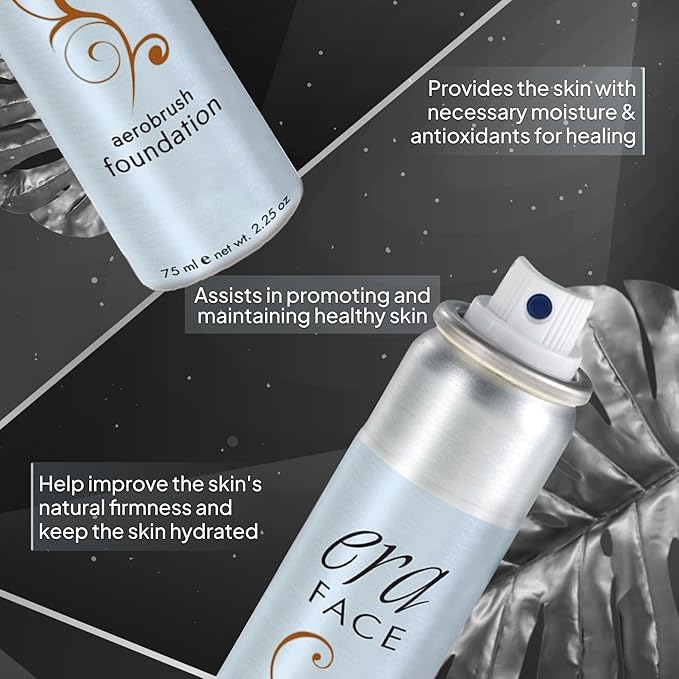 ERA Face spray makeup (R9 Chestnut, 2.25 oz) - airbrush foundation, everyday, buildable, professional spray on cosmetics by Era Beauty