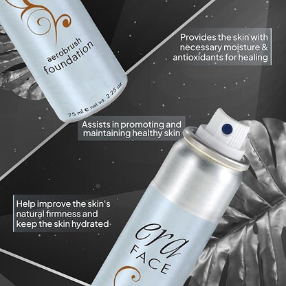 ERA Face spray makeup (R9 Chestnut, 2.25 oz) - airbrush foundation, everyday, buildable, professional spray on cosmetics by Era Beauty