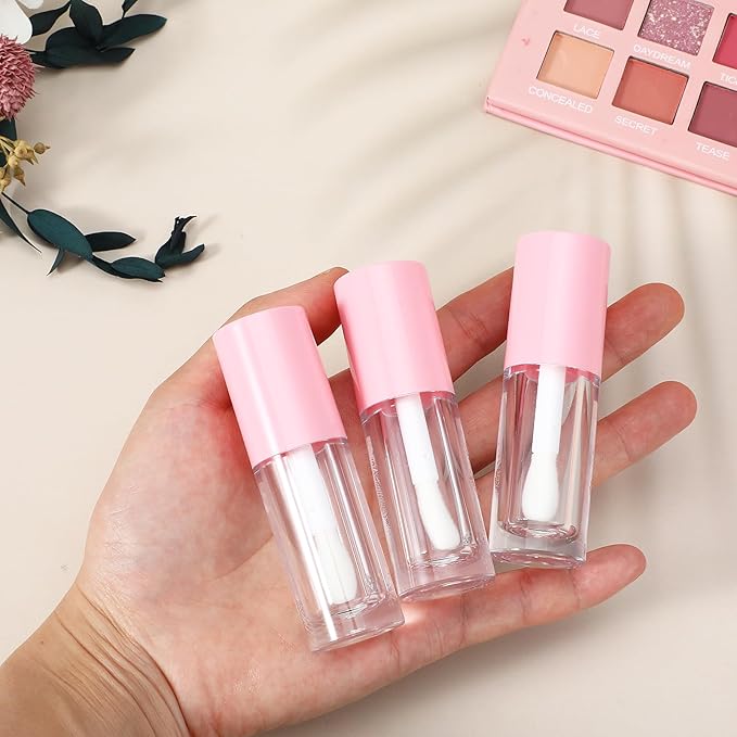 DIVINA VITAE 15Pcs Lip Gloss Tubes Empty Lipgloss Tubes with Chunky Wand, 6ML Refillable Lip Gloss Containers Bottles for DIY Lipgloss Makeup Cosmetic(Pink)
