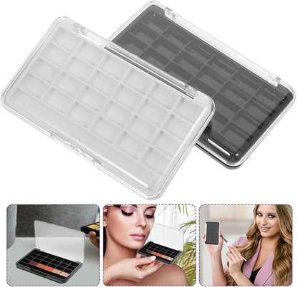 POPETPOP 2 Pcs Empty Eyeshadow Palette, 24 Grids Empty Makeup Palette, Portable Eyeshadow Pan Diy Lipstick Box, Transparent Magnetic Makeup Container