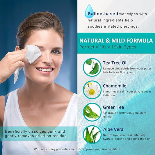 30PCS Eyelid Cleansing Wipes for Itchy & Dry Eyes, Saline Based Eye Wet Wipes with Tea Tree Oil, Daily Eye Wipes for Styes & Blepharitis, Moisture & Soothes Eye Cleansing Wipes For Sensitive Eyes