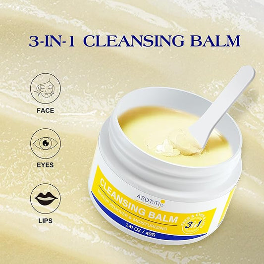 3 in 1 Cleansing Balm- Eye Face Lip Cleansing Balm Makeup Remover,Natural Gentle, Deep Cleaning, Made for All Skin Types