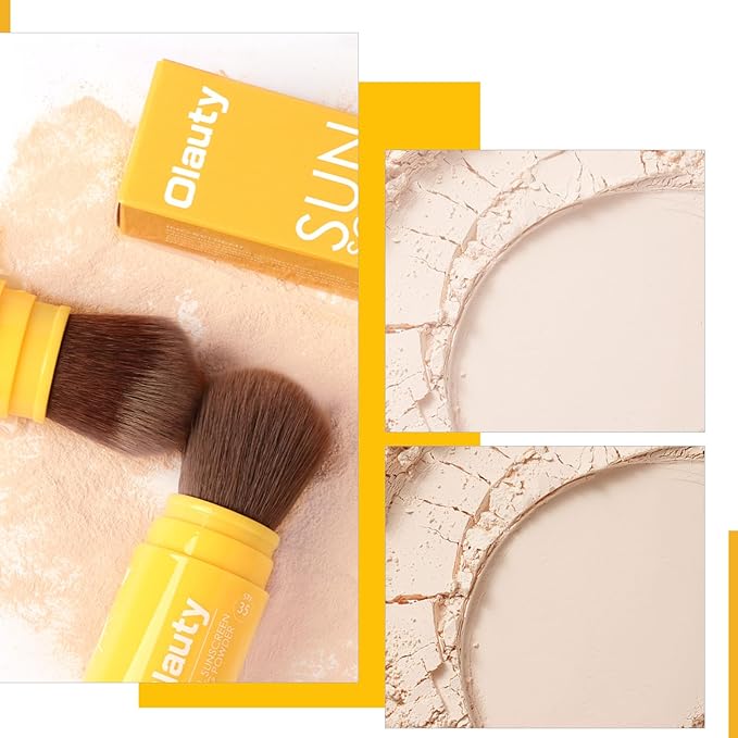 Brush On Mineral Sunscreen Powder, SPF 35 Face Powder Scalp Sunscreen, Natural Setting Powder Makeup, Face Sunblock Travel Size, Oil Control, Breathable for All Skin (Medium, 1 pc/0.28 Ounce)