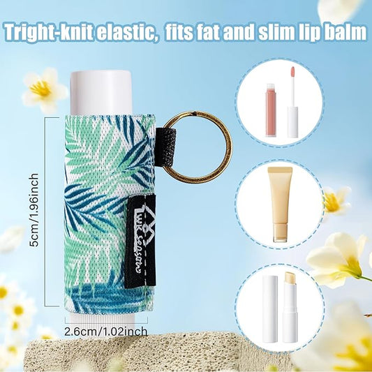 WK IEASON - Lip Balm Holder Keychain Clip On Lipstick Sleeve Chapstick Sleeve Holder Keychain (Blue strip)