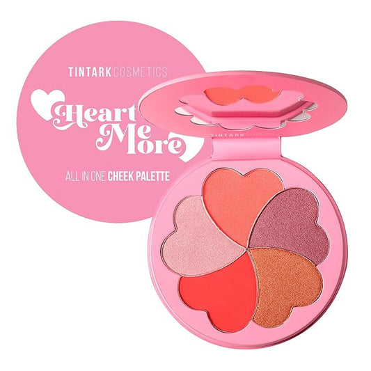 Matte and Highlighter Blush Palette, Cheek Blush Makeup, Bright Pink Blush Powder, Rose Magenta Peach Red, Talc Free