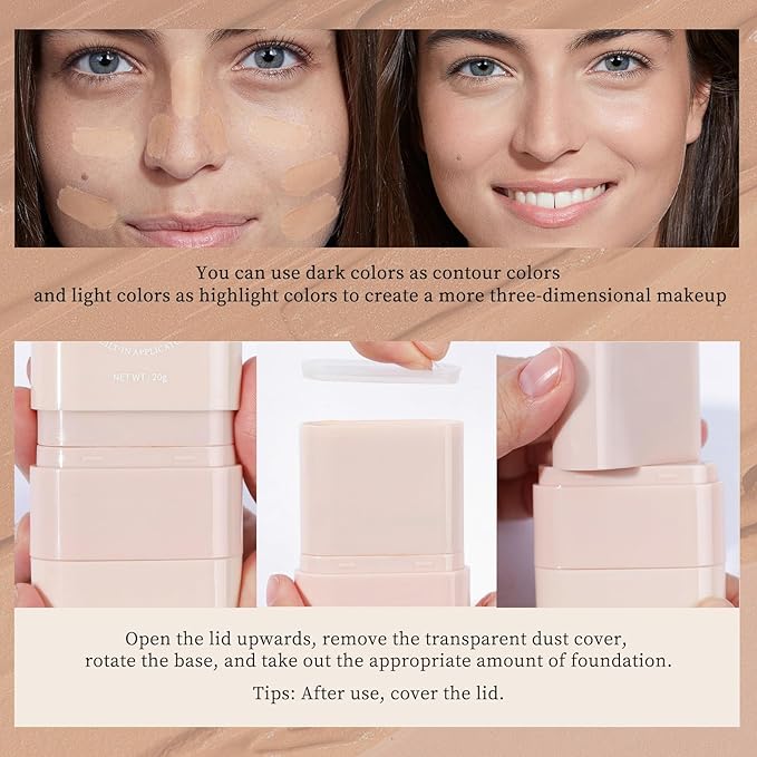 O'CHEAL Face Foundation Contour Stick Blemish Contouring Face Long-wear Lightweight Brighten Stick Concealer Beauty Makeup 05#DEEP WHEAT COLOR