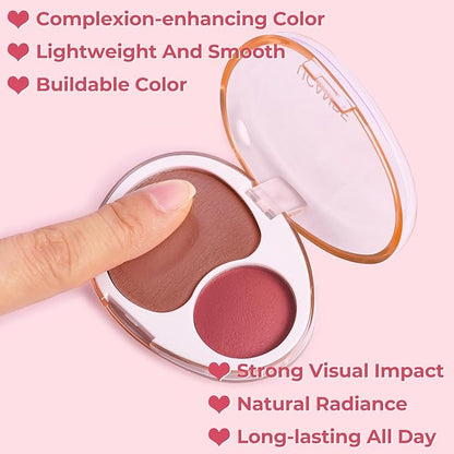 UCANBE Cream Dual Blush for Cheeks: Lightweight Highly Pigmented Blush - Smooth Natural Blush Palette - Long-lasting All-Day Face Makeup Blush（05#Crepe）
